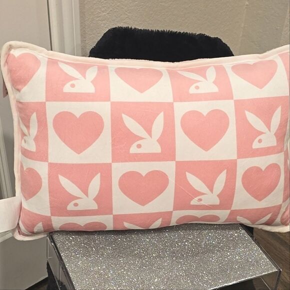 Playboy Pink Faux Fur Reversible 20" Accent Pillow - Picture 7 of 7